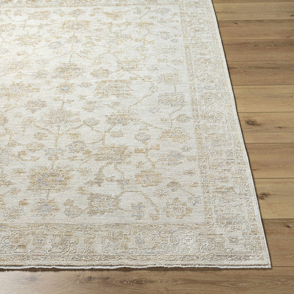 Traditional Floral Silver Machine Woven Area Rug - The Rug Decor