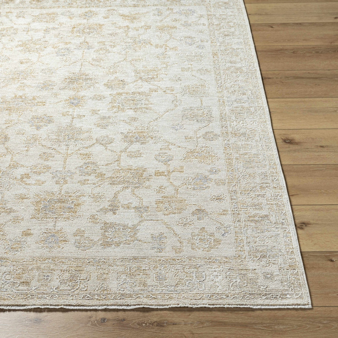 Traditional Floral Silver Machine Woven Area Rug - The Rug Decor