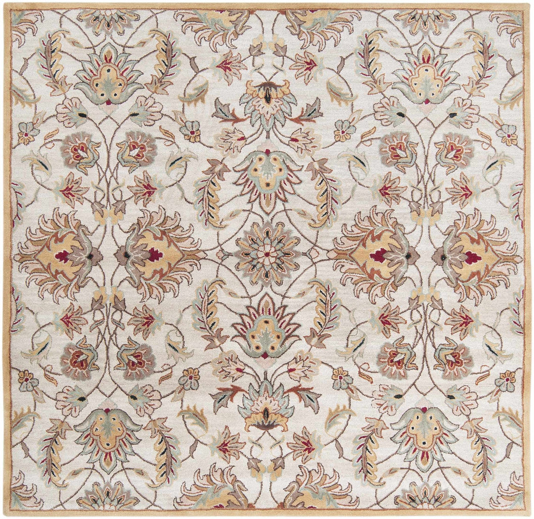 Traditional Floral Tan And Off White Hand Tufted Wool Area Rug - The Rug Decor