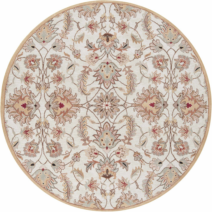 Traditional Floral Tan And Off White Hand Tufted Wool Area Rug - The Rug Decor