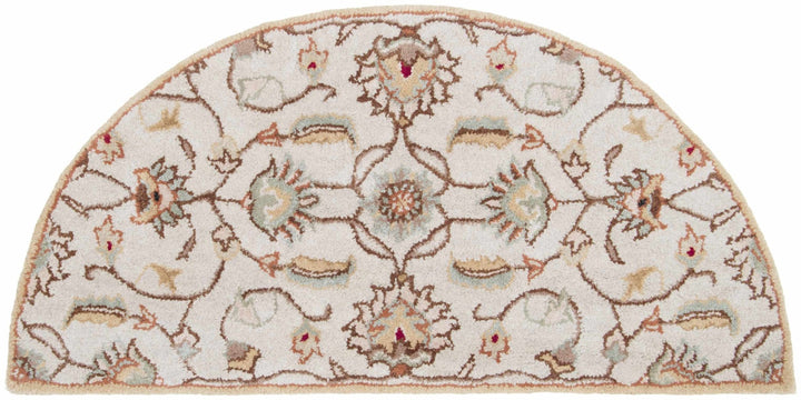 Traditional Floral Tan And Off White Hand Tufted Wool Area Rug - The Rug Decor