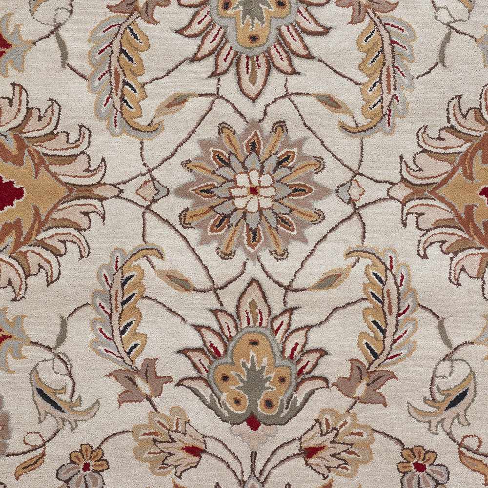 Traditional Floral Tan And Off White Hand Tufted Wool Area Rug - The Rug Decor