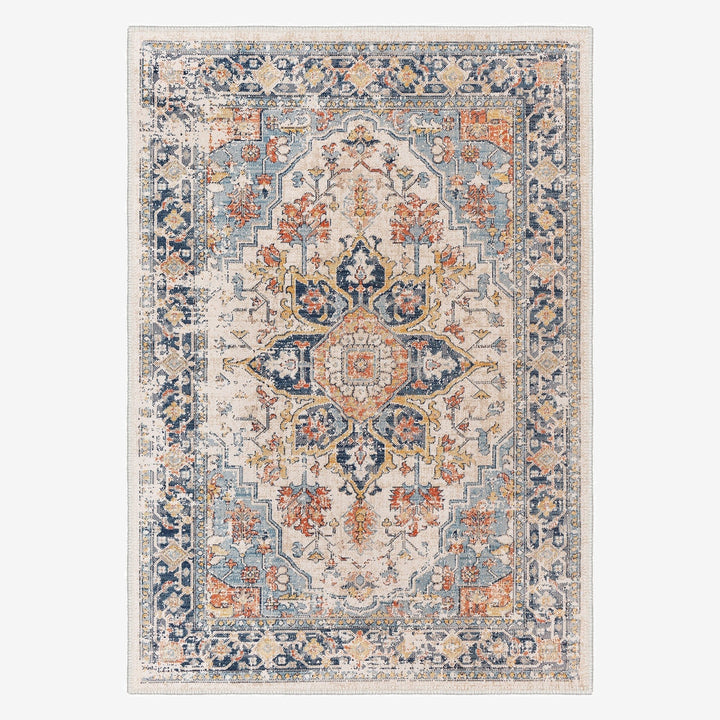 Traditional Gray And Beige Machine Washable Area Rug - The Rug Decor