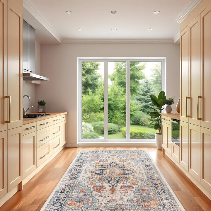 Traditional Gray And Beige Machine Washable Area Rug - The Rug Decor