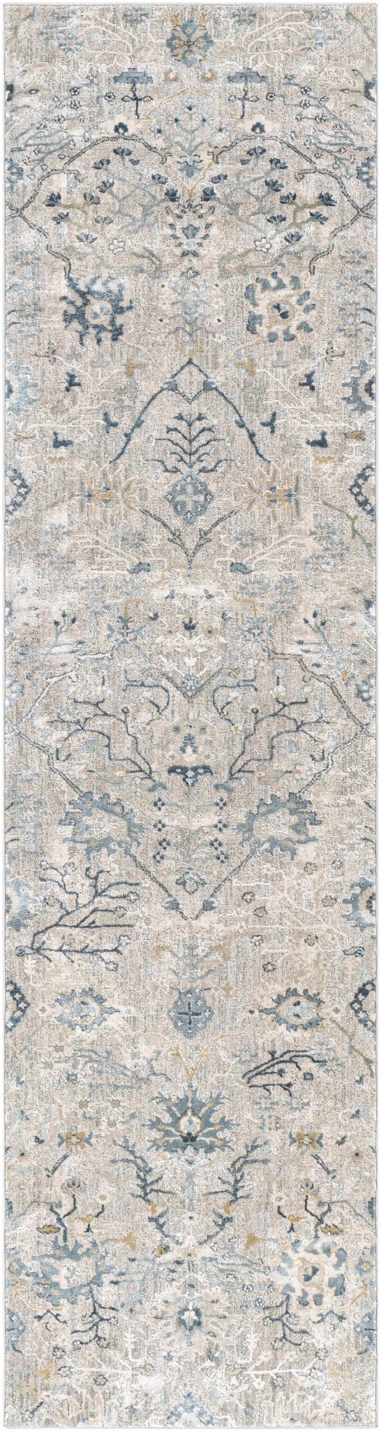 Traditional Gray And Beige Oushak Machine Woven Rug - The Rug Decor