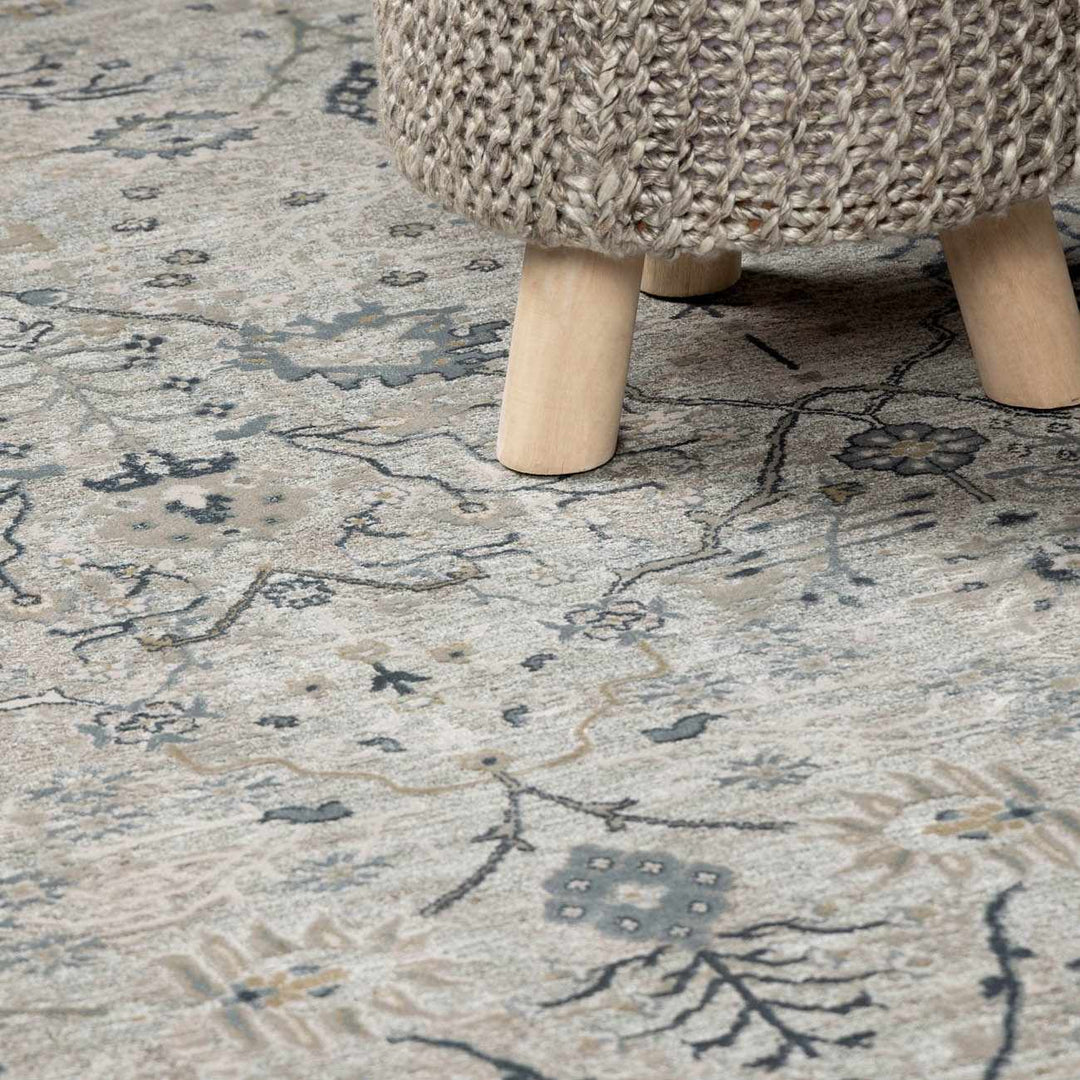 Traditional Gray And Beige Oushak Machine Woven Rug - The Rug Decor