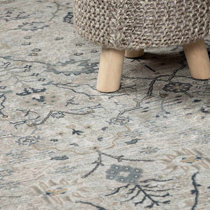 Traditional Gray And Beige Oushak Machine Woven Rug - The Rug Decor