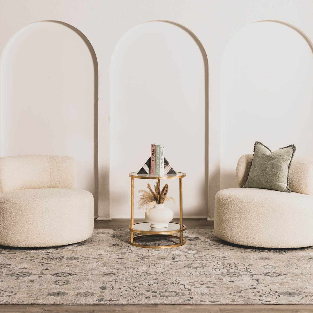 Traditional Gray And Beige Oushak Machine Woven Rug - The Rug Decor