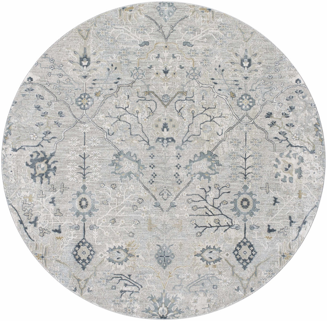Traditional Gray And Beige Oushak Machine Woven Rug - The Rug Decor