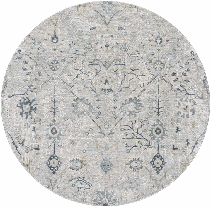Traditional Gray And Beige Oushak Machine Woven Rug - The Rug Decor