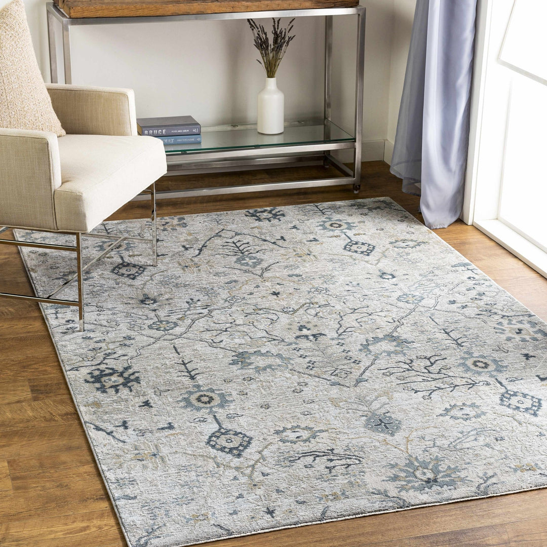 Traditional Gray And Beige Oushak Machine Woven Rug - The Rug Decor