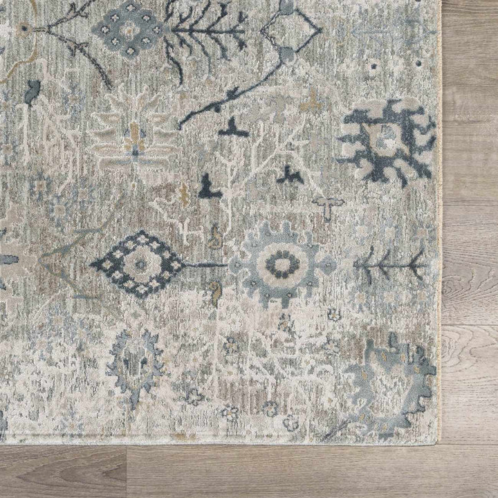 Traditional Gray And Beige Oushak Machine Woven Rug - The Rug Decor