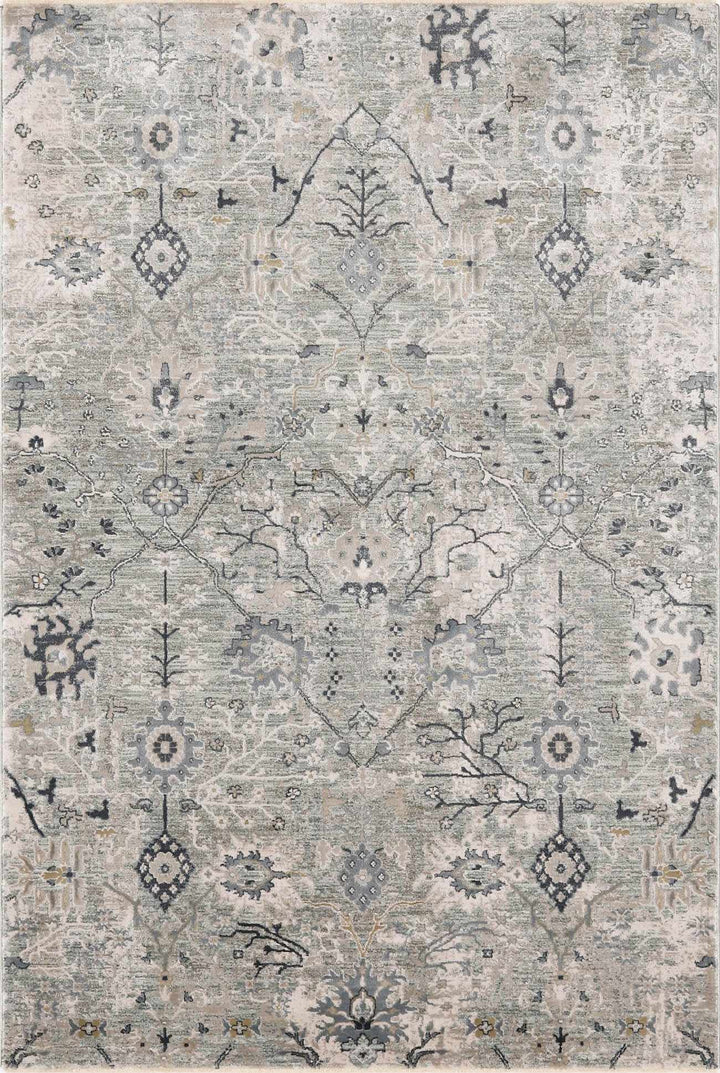 Traditional Gray And Beige Oushak Machine Woven Rug - The Rug Decor