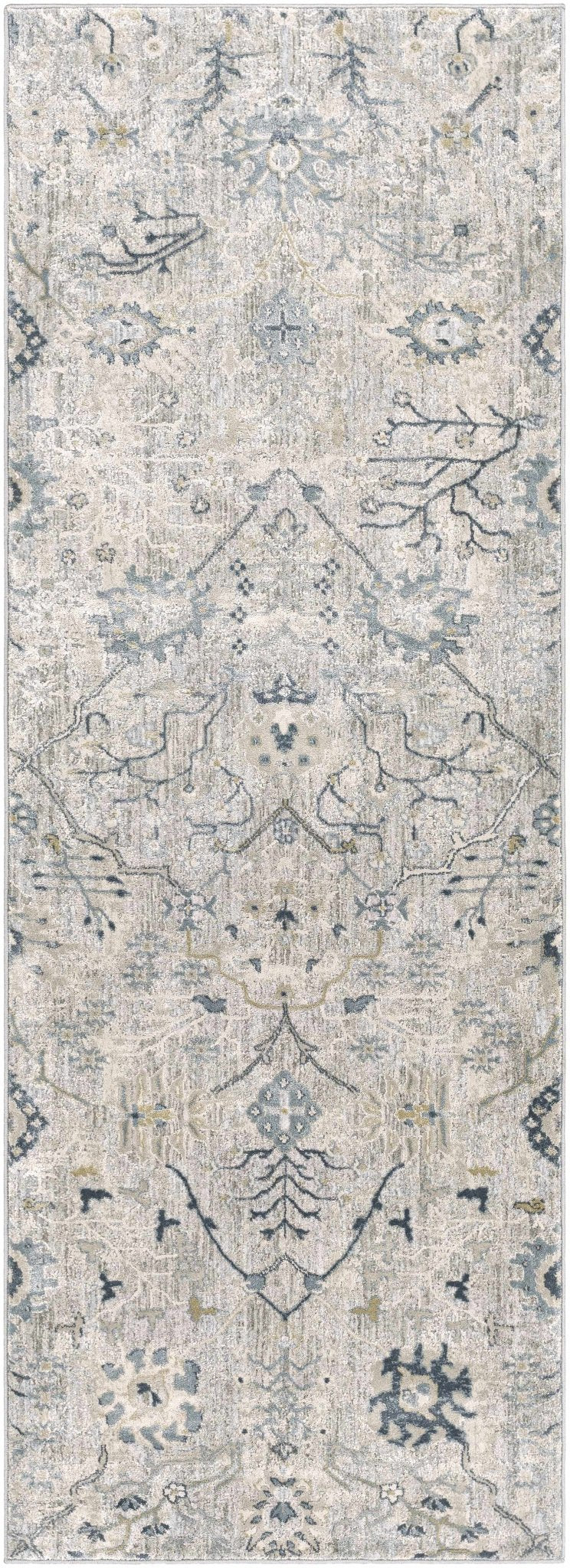 Traditional Gray And Beige Oushak Machine Woven Rug - The Rug Decor