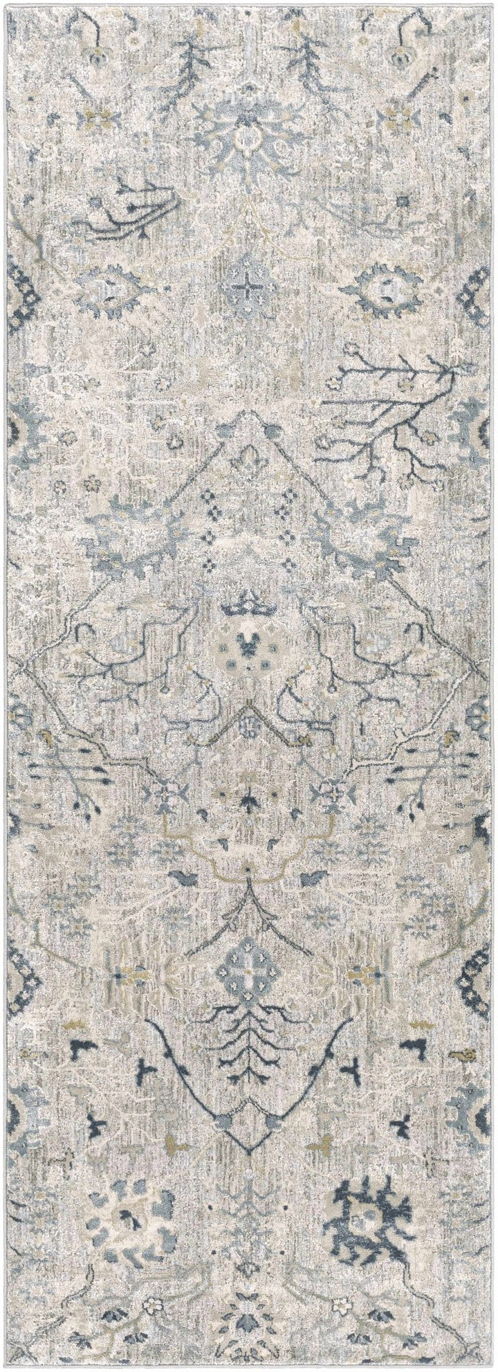 Traditional Gray And Beige Oushak Machine Woven Rug - The Rug Decor