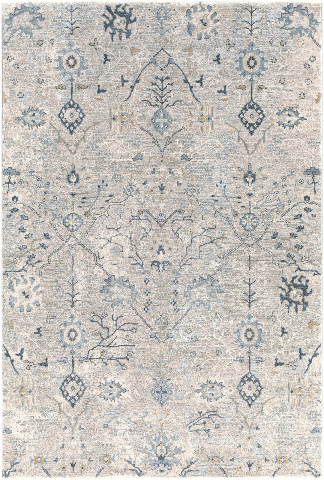 Traditional Gray And Beige Oushak Machine Woven Rug - The Rug Decor