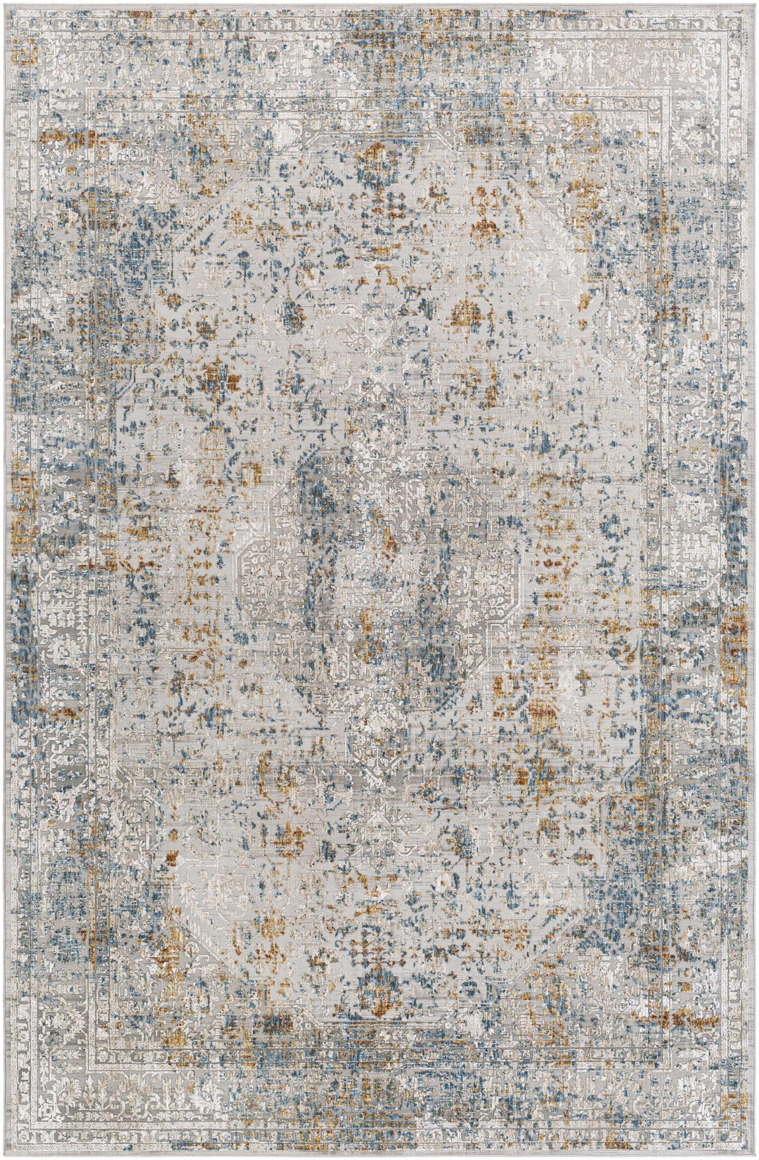 Traditional Gray And Mustard Area Rug - The Rug Decor