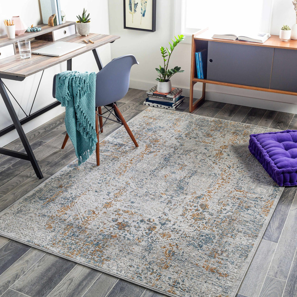 Traditional Gray And Mustard Area Rug - The Rug Decor