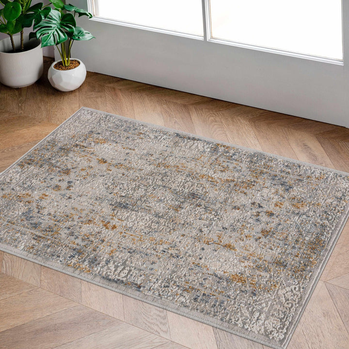 Traditional Gray And Mustard Area Rug - The Rug Decor