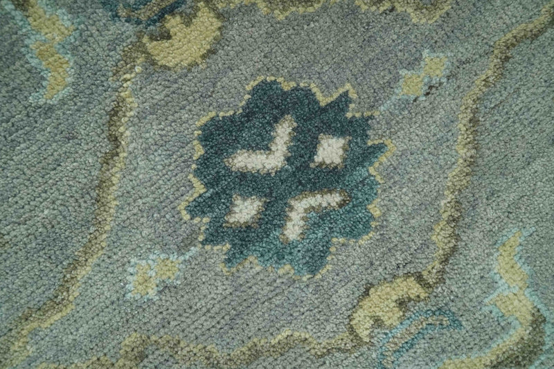 Traditional Hand Knotted Gray, Beige and Aqua Oushak Multi size wool rug - The Rug Decor