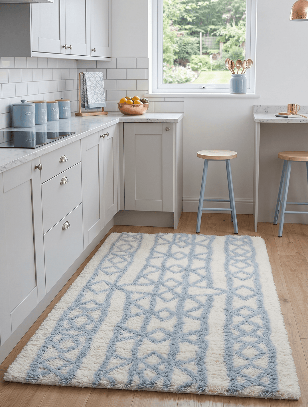 Traditional Hand Made Moroccan Design Wool Light Blue Moroccan Rug - The Rug Decor