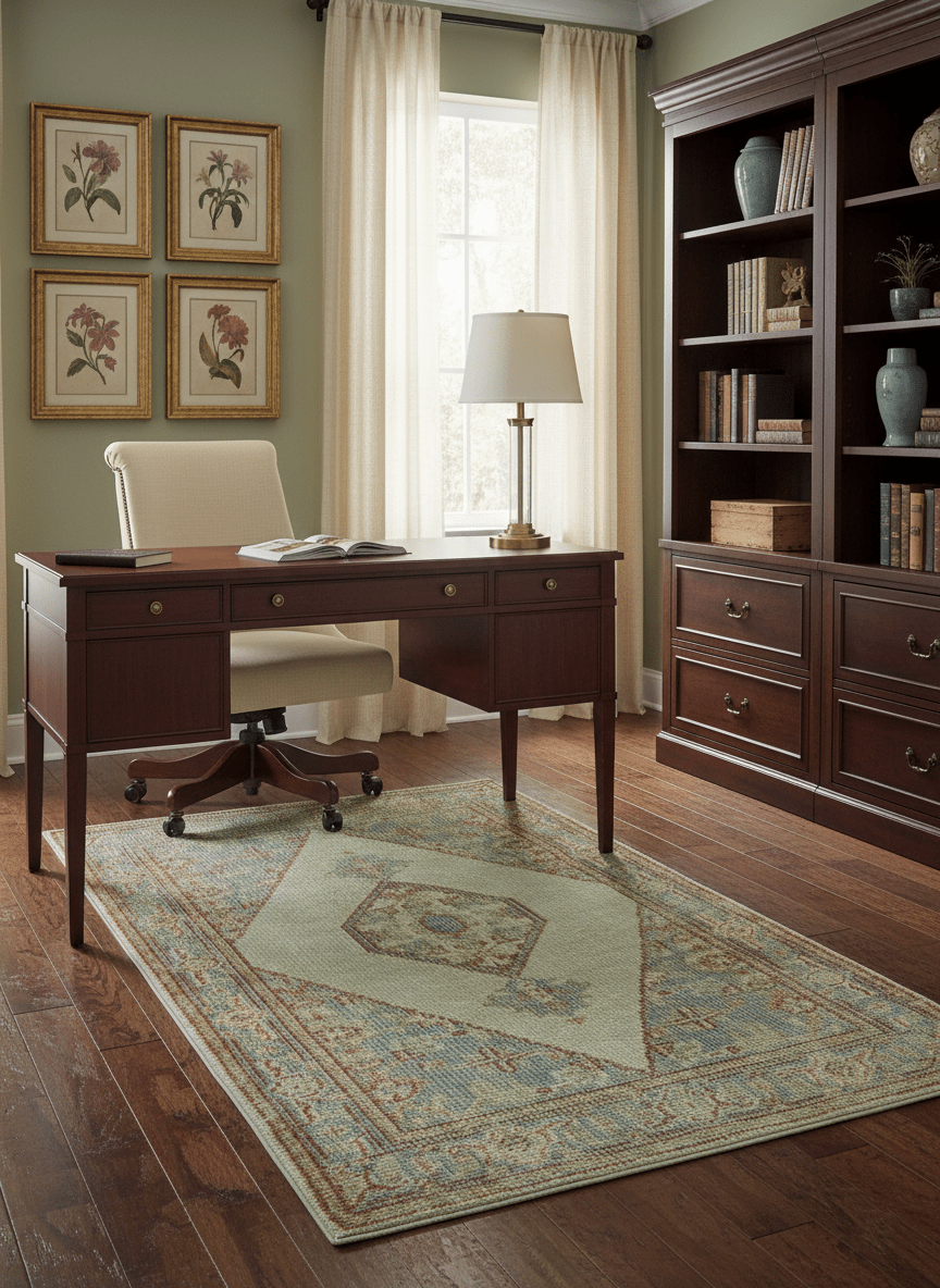 Traditional Heriz Design Beige And Blue Hand Knotted 3x5 Wool Area Rug - The Rug Decor