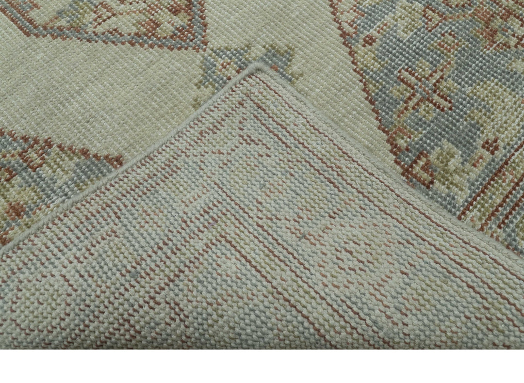 Traditional Heriz Design Beige And Blue Hand Knotted 3x5 Wool Area Rug - The Rug Decor