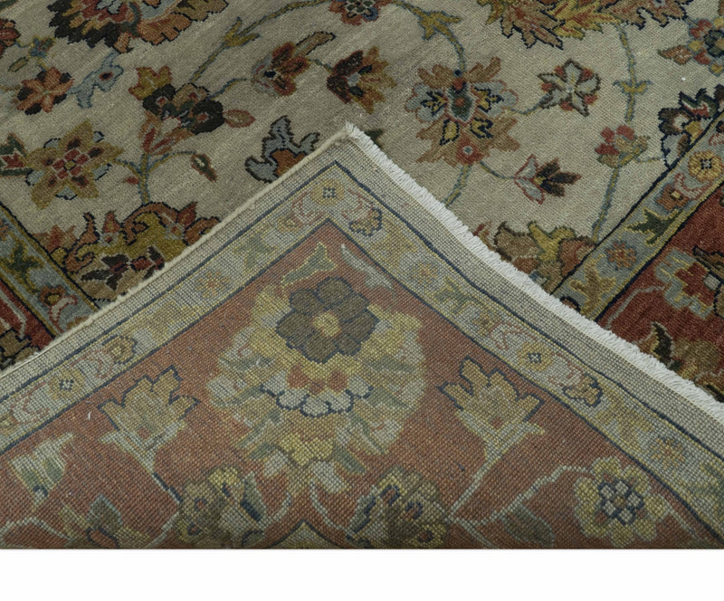 Traditional Heriz Design Beige And Brown 6x9 Hand Knotted Wool Area Rug - The Rug Decor