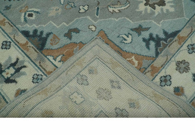 Traditional Heriz Gray and Ivory 7x9 and 8x10 Floral Hand Knotted wool Area Rug - The Rug Decor