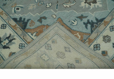 Traditional Heriz Gray and Ivory Floral Hand Knotted Custom Made wool Area Rug - The Rug Decor