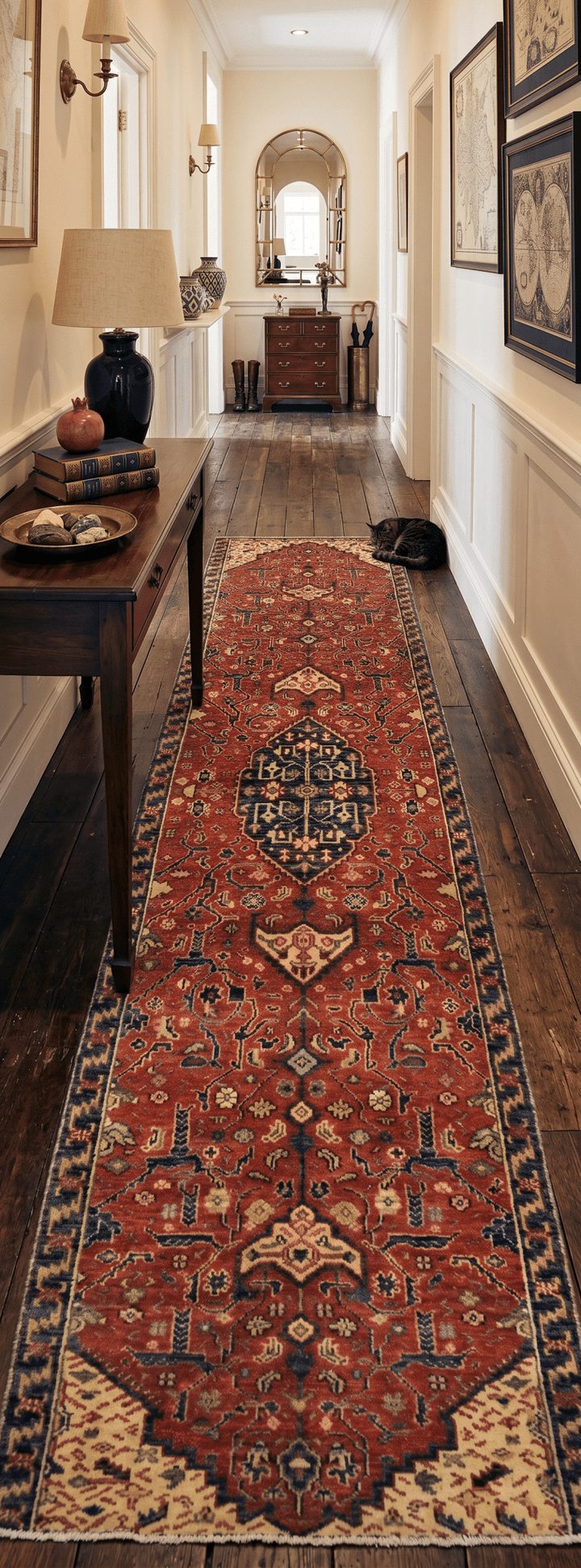 Traditional Heriz Rust and Brown Hand Knotted 2.6x8 Wool Area Rug - The Rug Decor
