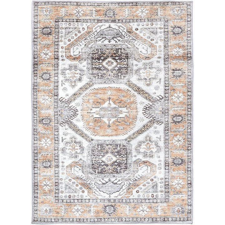 Traditional Ivory And Beige Machine Washable Rug - The Rug Decor