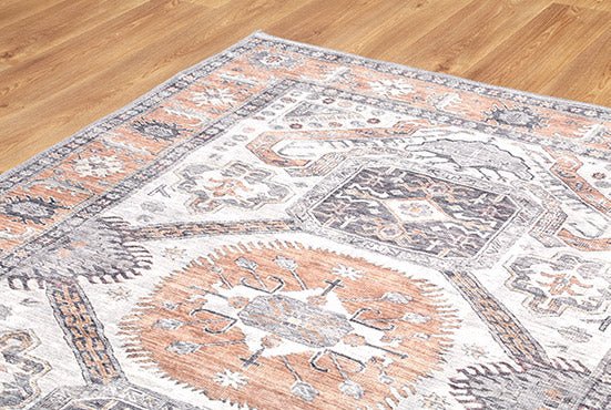 Traditional Ivory And Beige Machine Washable Rug - The Rug Decor