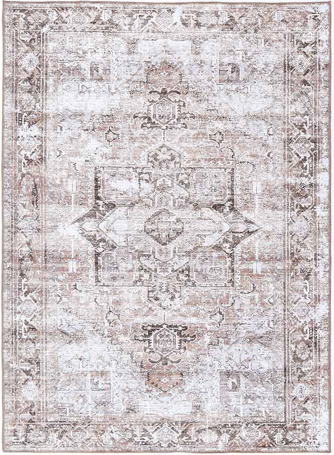 Traditional Ivory And Beige Machine Washable Rug - The Rug Decor