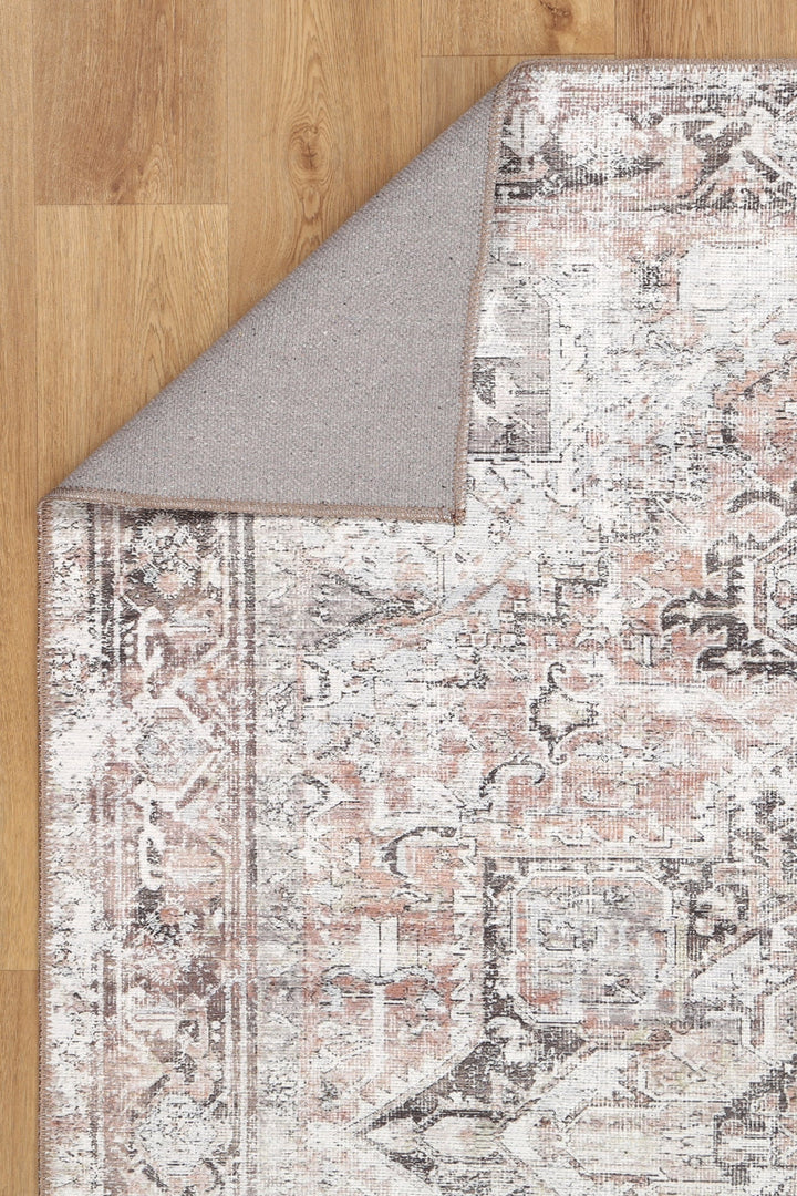 Traditional Ivory And Beige Machine Washable Rug - The Rug Decor