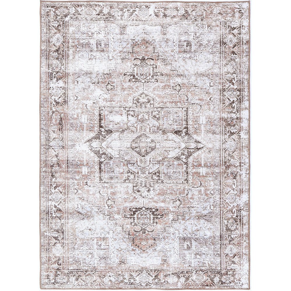 Traditional Ivory And Beige Machine Washable Rug - The Rug Decor