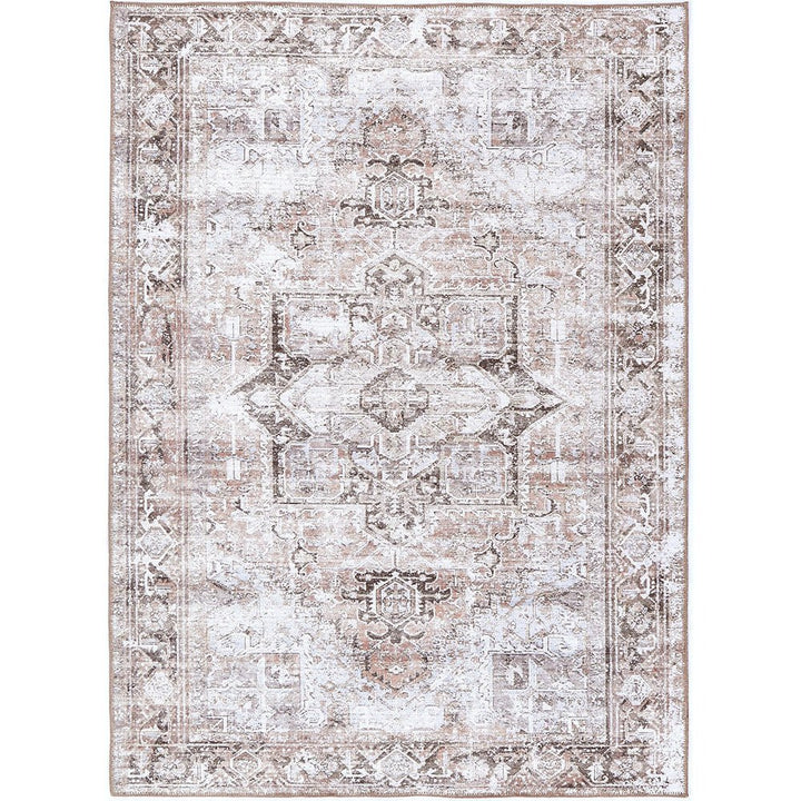 Traditional Ivory And Beige Machine Washable Rug - The Rug Decor