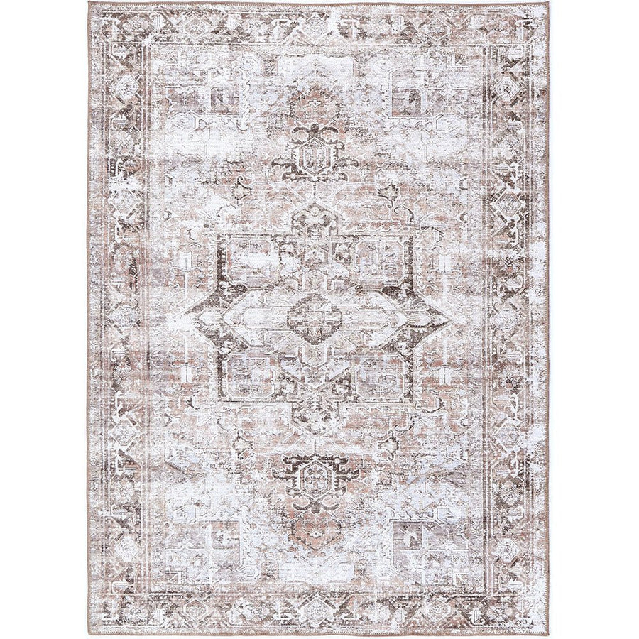 Traditional Ivory And Beige Machine Washable Rug - The Rug Decor