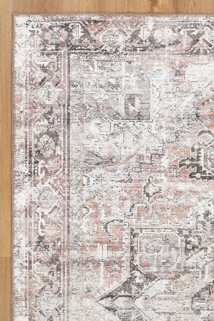 Traditional Ivory And Beige Machine Washable Rug - The Rug Decor