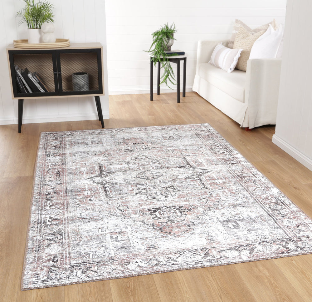 Traditional Ivory And Beige Machine Washable Rug - The Rug Decor