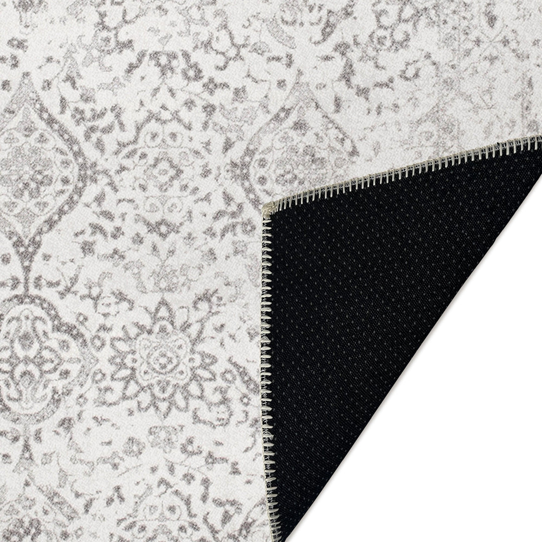 Traditional Ivory And Grey Machine Washable Cotton Area Rug - The Rug Decor