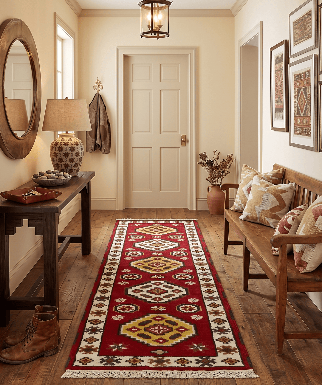Traditional Kazak Red and Ivory Hand Knotted Wool 2x7 Area Rug - The Rug Decor