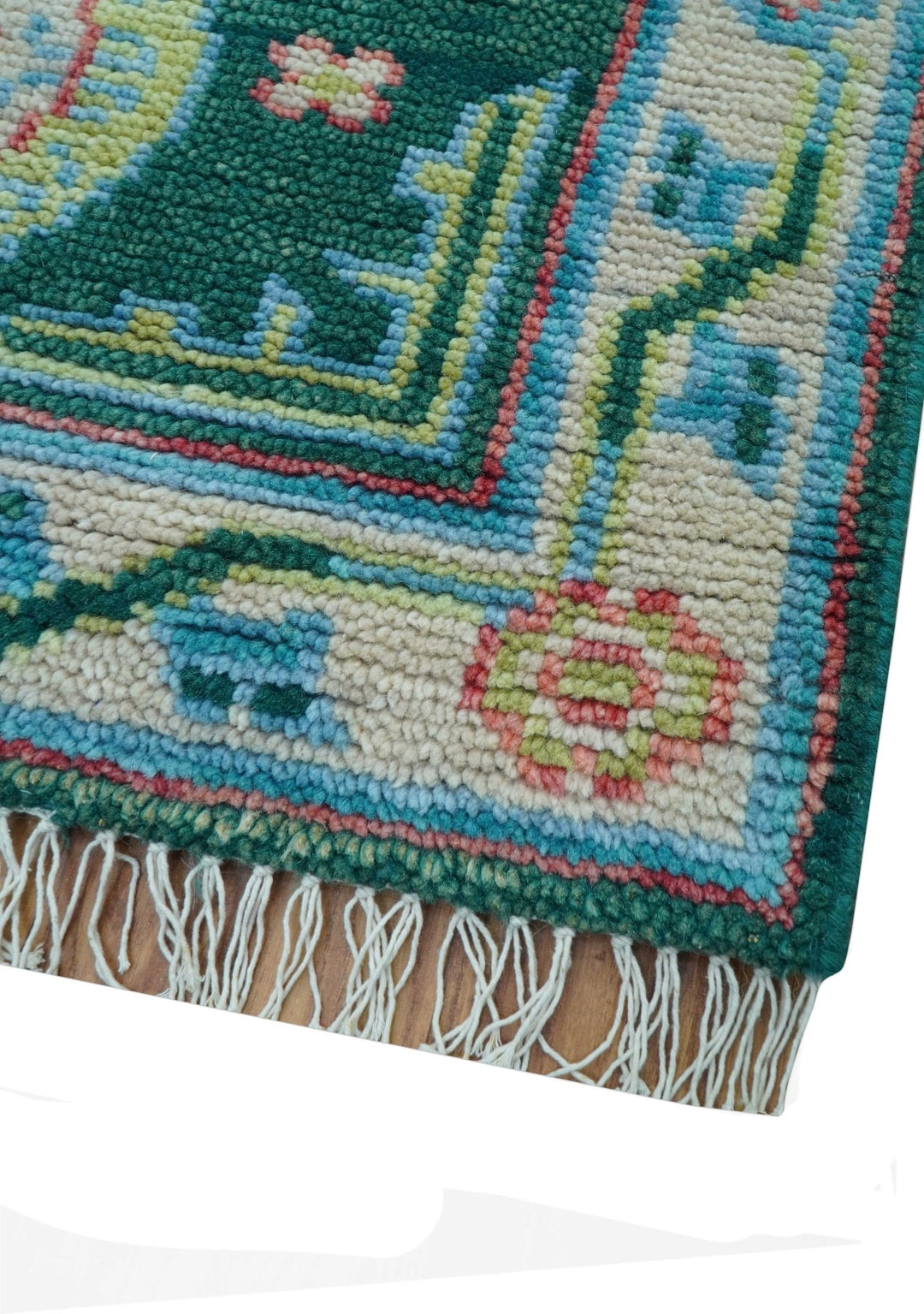 Traditional Khotan Design Teal 3x5 Hand knotted Wool Area Rug - The Rug Decor