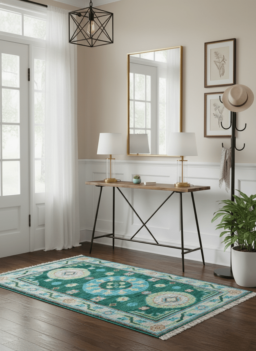 Traditional Khotan Design Teal 3x5 Hand knotted Wool Area Rug - The Rug Decor