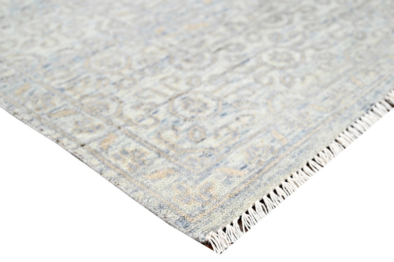 Traditional Kilim Design Ivory, Gray and Beige Hand Knotted 8x10 Wool Area Rug - The Rug Decor