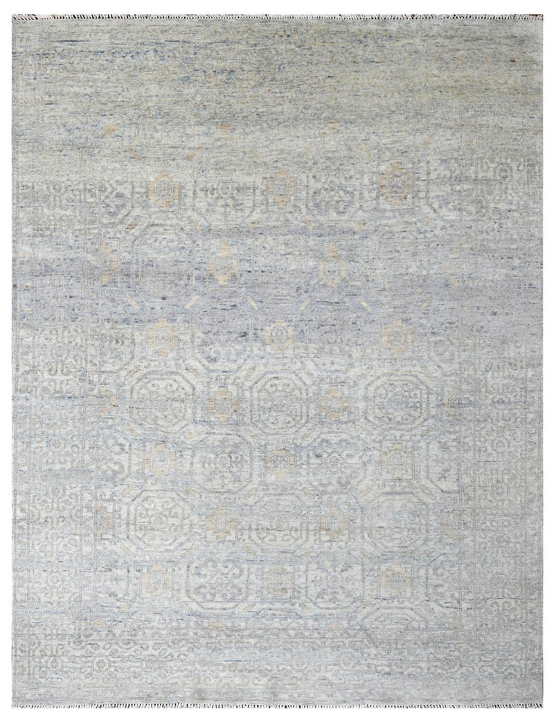 Traditional Kilim Design Ivory, Gray and Beige Hand Knotted 8x10 Wool Area Rug - The Rug Decor