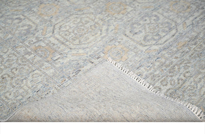 Traditional Kilim Design Ivory, Gray and Beige Hand Knotted 8x10 Wool Area Rug - The Rug Decor