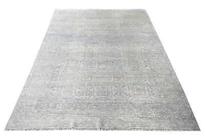 Traditional Kilim Design Ivory, Gray and Beige Hand Knotted 8x10 Wool Area Rug - The Rug Decor