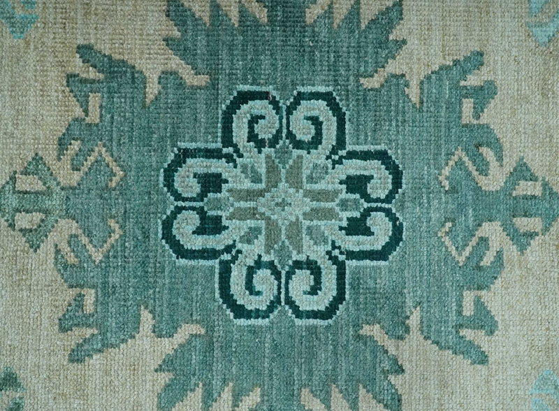 Traditional Large Design 5x8 Beige, Teal and Aqua Hand knotted wool area rug - The Rug Decor