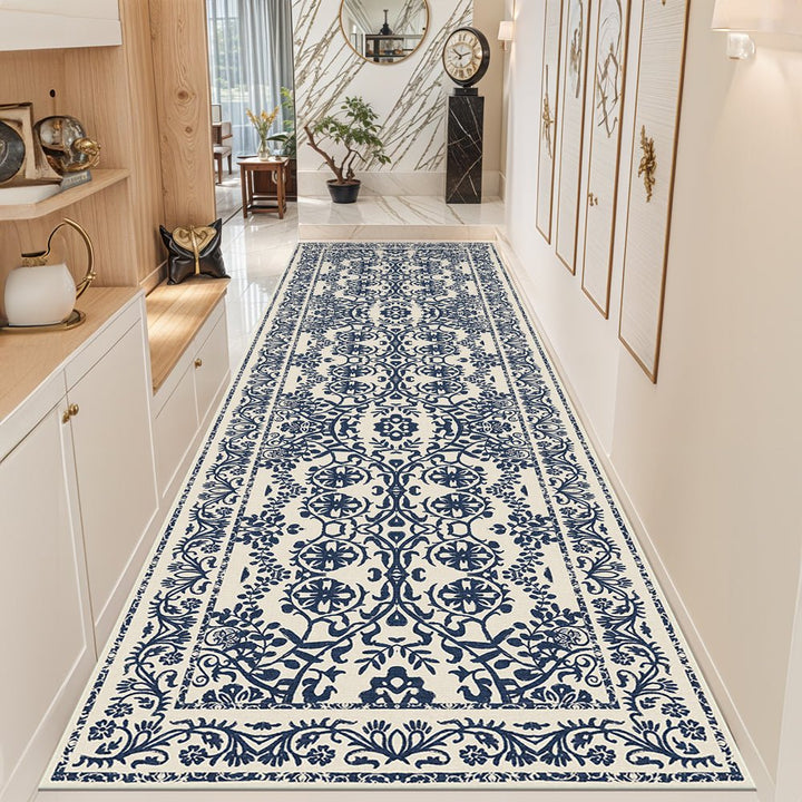 Traditional Leaf's and Flower Blue And Beige Machine Washable Area Rug - The Rug Decor